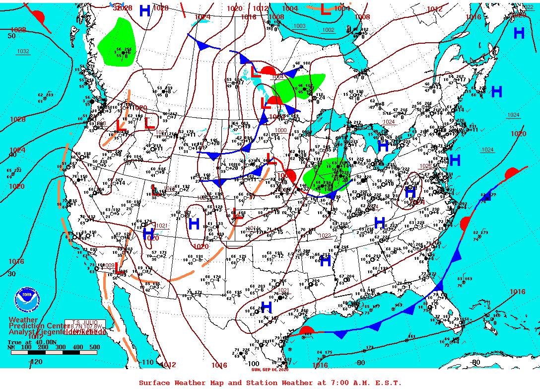 Daily 7:00 AM E.S.T. Surface Map and Station Weather