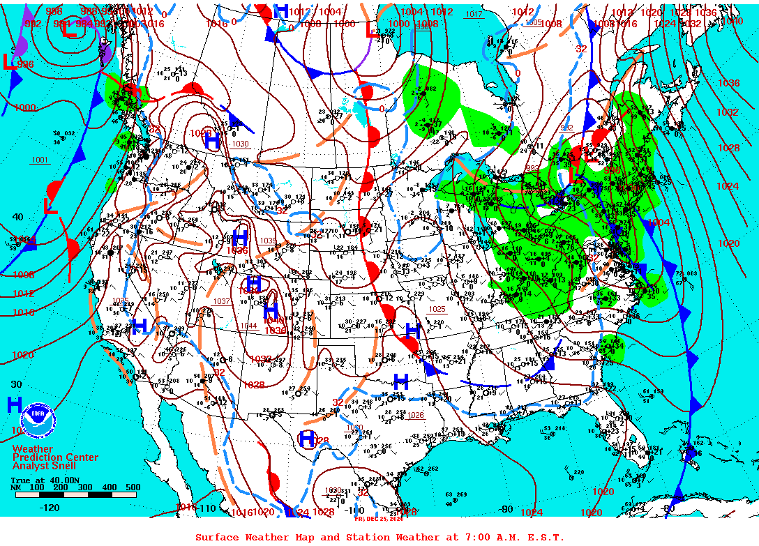 Daily 7:00 AM E.S.T. Surface Map and Station Weather