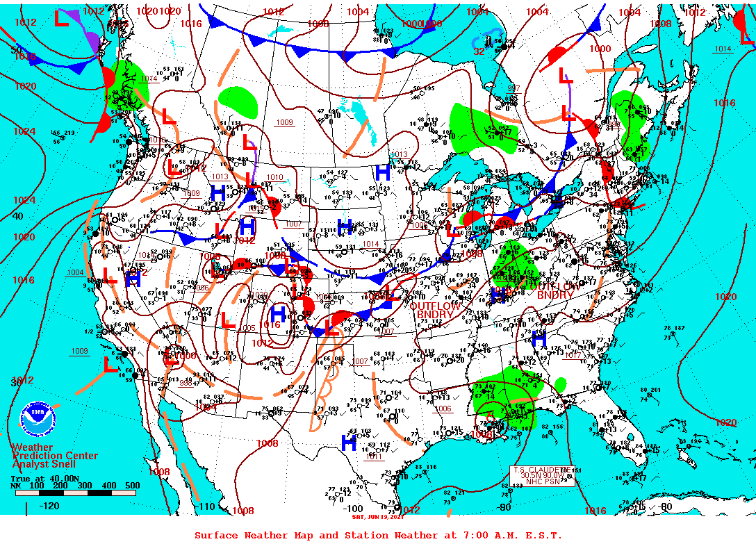 Daily 7:00 AM E.S.T. Surface Map and Station Weather