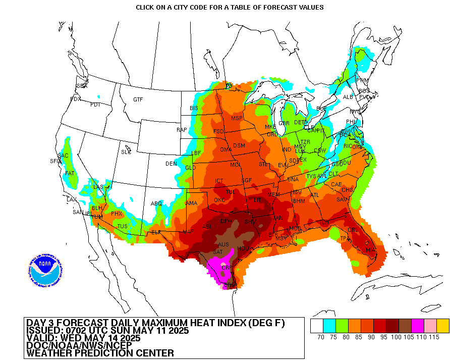 WPC Maximum Heat Index Forecast