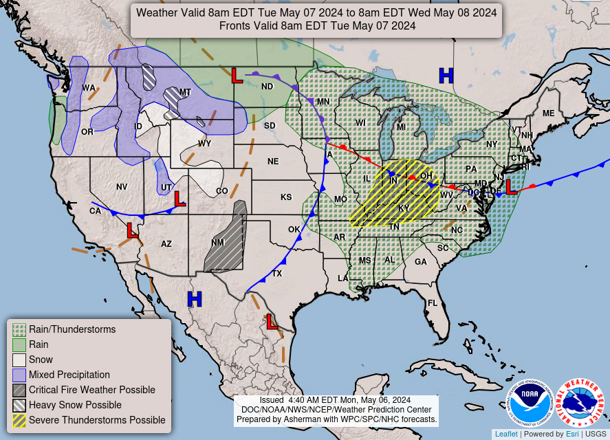 Day 2 Weather Forecast Map (NWS