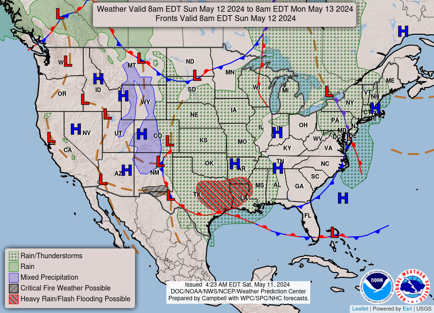 National weather map summary
