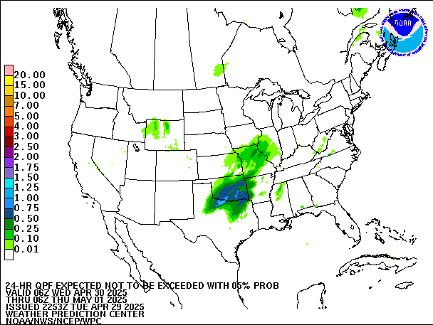 24-Hour 5th
                     Percentile QPF valid 06Z May 1, 2025
