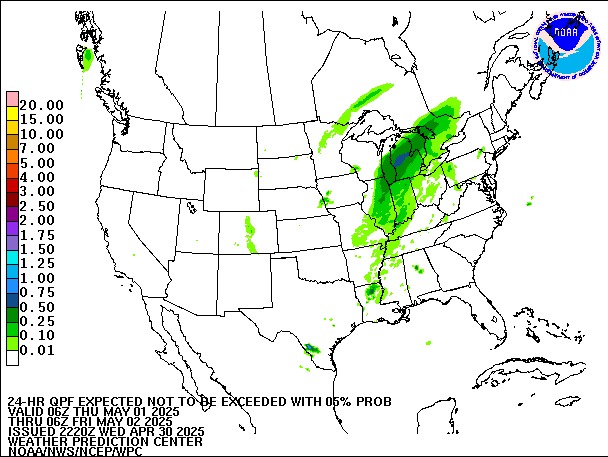 24-Hour 5th
                     Percentile QPF valid 06Z May 2, 2025