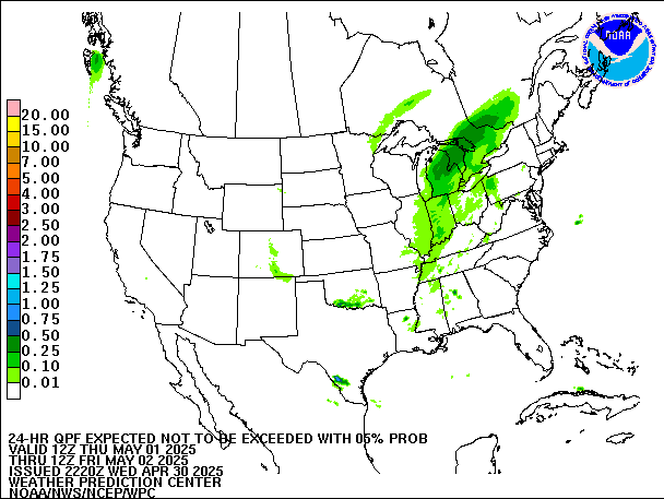 24-Hour 5th
                     Percentile QPF valid 12Z May 2, 2025