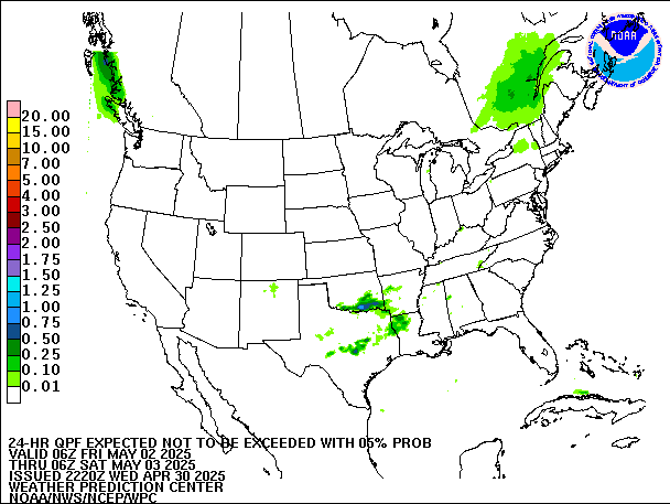 24-Hour 5th
                     Percentile QPF valid 06Z May 3, 2025