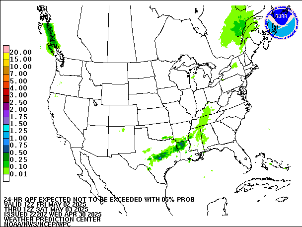 24-Hour 5th
                     Percentile QPF valid 12Z May 3, 2025