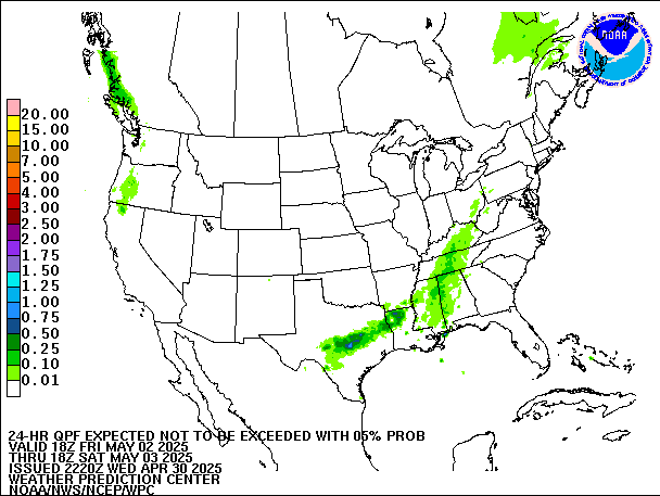 24-Hour 5th
                     Percentile QPF valid 18Z May 3, 2025
