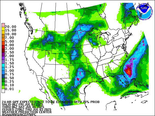 24-Hour 75th
                     Percentile QPF valid 06Z July 5, 2025