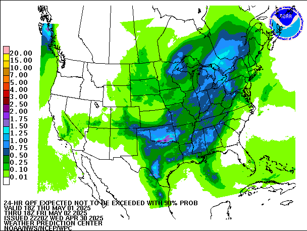 24-Hour 90th
                     Percentile QPF valid 18Z May 2, 2025