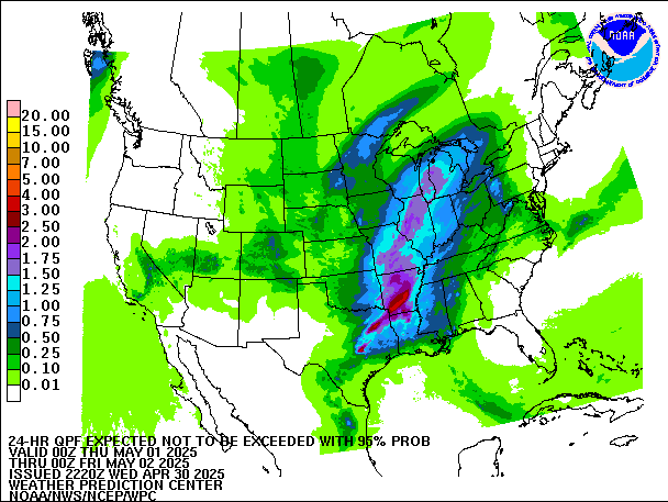 24-Hour 95th
                     Percentile QPF valid 00Z May 2, 2025