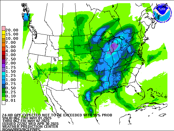 24-Hour 95th
                     Percentile QPF valid 06Z May 2, 2025