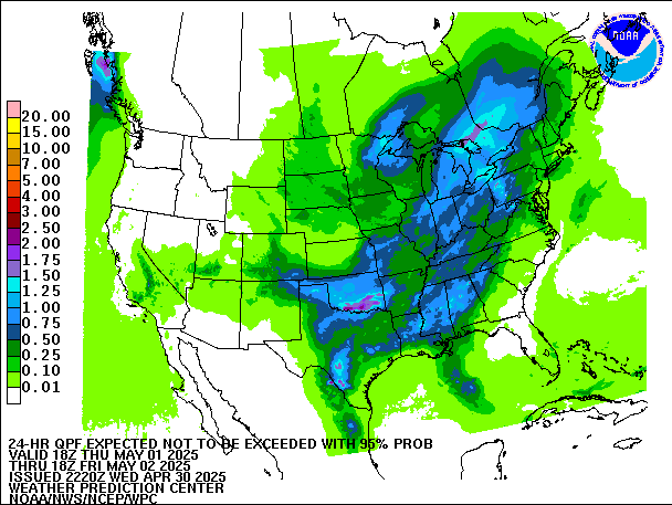 24-Hour 95th
                     Percentile QPF valid 18Z May 2, 2025