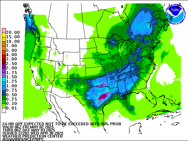 24-Hour 95th
                     Percentile QPF valid 06Z May 3, 2025
