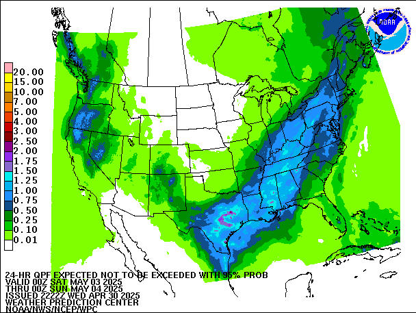 24-Hour 95th
                     Percentile QPF valid 00Z May 4, 2025