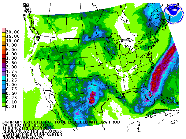 24-Hour 95th
                     Percentile QPF valid 18Z July 4, 2025