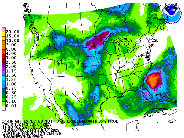 24-Hour 95th
                     Percentile QPF valid 18Z July 5, 2025