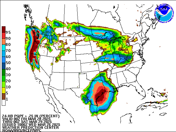 24-Hour PQPF valid 00Z March 29, 2025