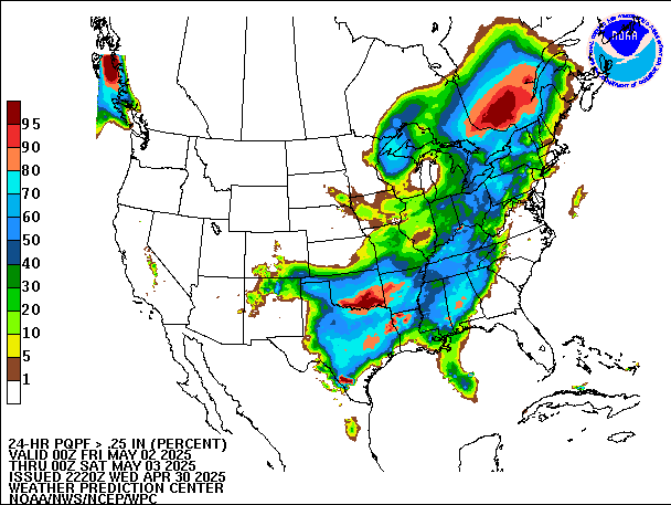24-Hour PQPF valid 00Z May 3, 2025