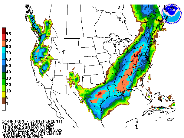24-Hour PQPF valid 00Z May 4, 2025