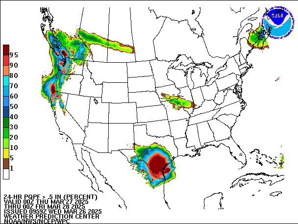 24-Hour PQPF valid 00Z March 28, 2025