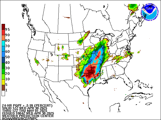 24-Hour PQPF valid 12Z May 1, 2025