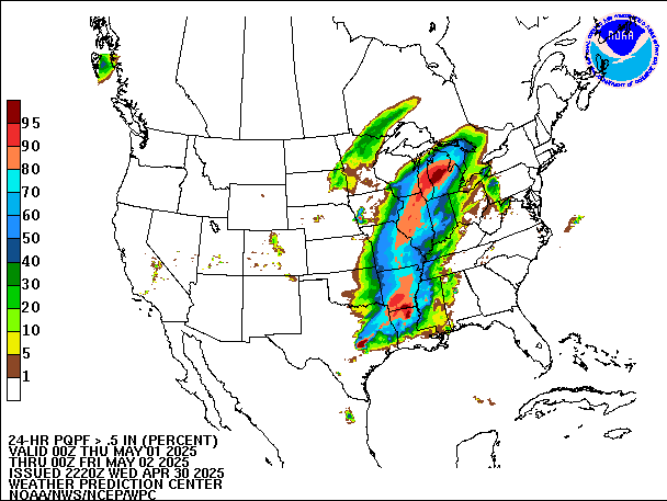 24-Hour PQPF valid 00Z May 2, 2025