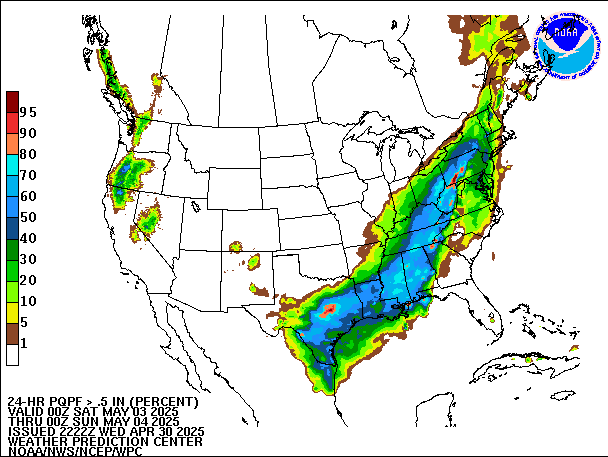 24-Hour PQPF valid 00Z May 4, 2025