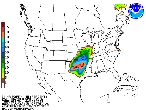24-Hour PQPF valid 06Z May 1, 2025