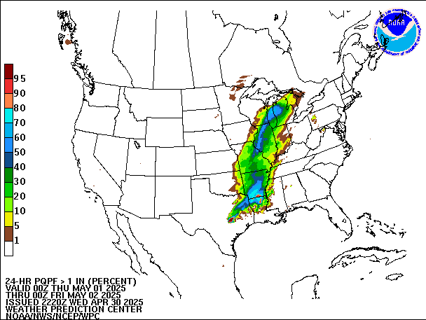 24-Hour PQPF valid 00Z May 2, 2025