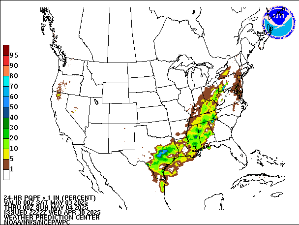 24-Hour PQPF valid 00Z May 4, 2025