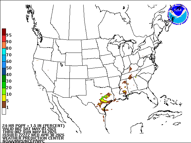 24-Hour PQPF valid 00Z May 4, 2025