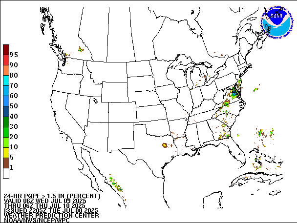 24-Hour PQPF valid 06Z July 10, 2025