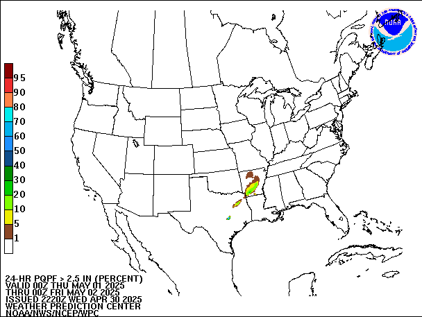 24-Hour PQPF valid 00Z May 2, 2025