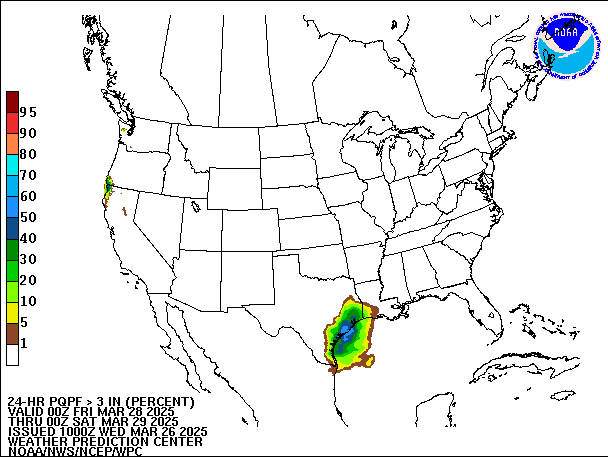 24-Hour PQPF valid 00Z March 29, 2025