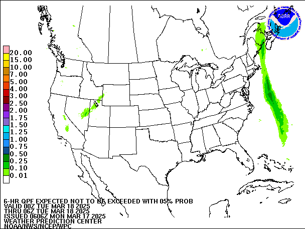6-Hour 5th
                     Percentile QPF valid 06Z March 18, 2025