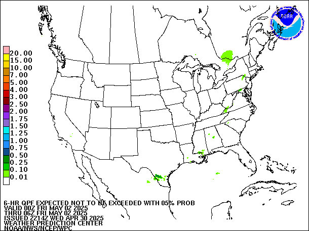 6-Hour 5th
                     Percentile QPF valid 06Z May 2, 2025