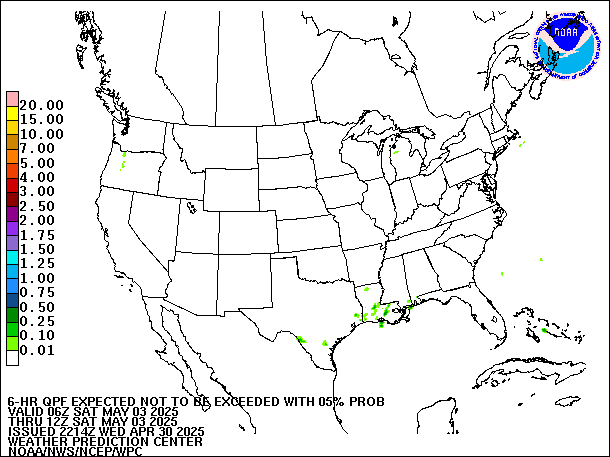 6-Hour 5th
                     Percentile QPF valid 12Z May 3, 2025