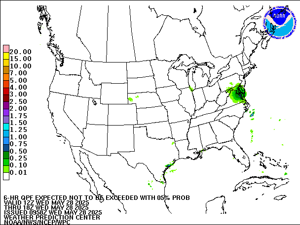 6-Hour 5th
                     Percentile QPF valid 18Z May 28, 2025