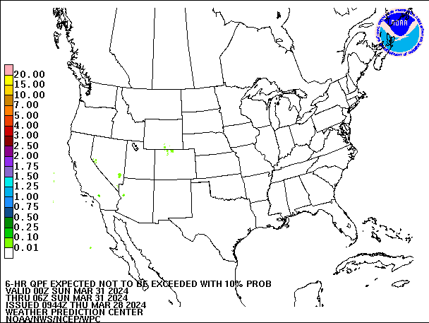 6-Hour 10th
                     Percentile QPF valid 06Z March 31, 2024