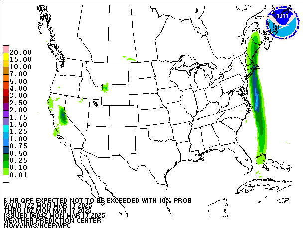 6-Hour 10th
                     Percentile QPF valid 18Z March 17, 2025