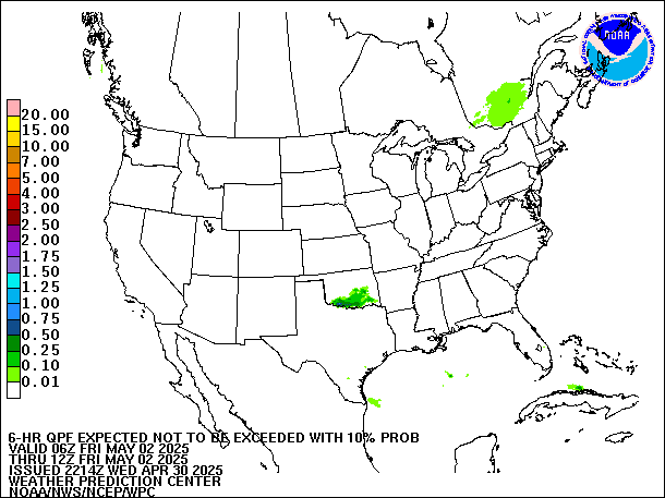 6-Hour 10th
                     Percentile QPF valid 12Z May 2, 2025