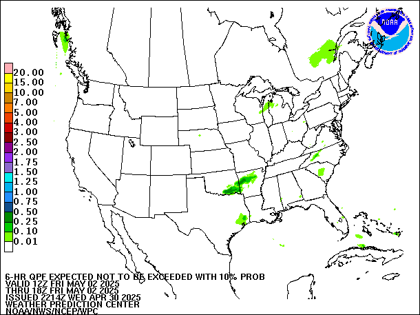 6-Hour 10th
                     Percentile QPF valid 18Z May 2, 2025