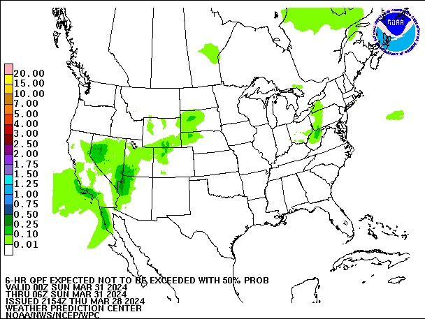 6-Hour 50th
                     Percentile QPF valid 06Z March 31, 2024