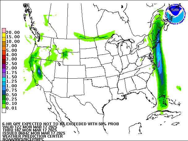 6-Hour 50th
                     Percentile QPF valid 18Z March 17, 2025