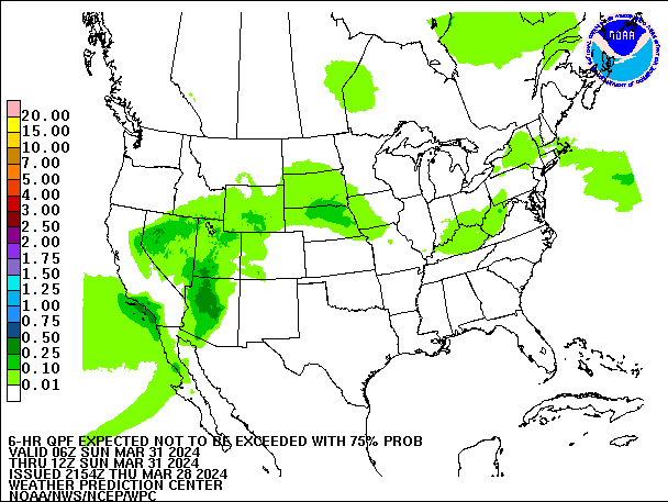 6-Hour 75th
                     Percentile QPF valid 12Z March 31, 2024
