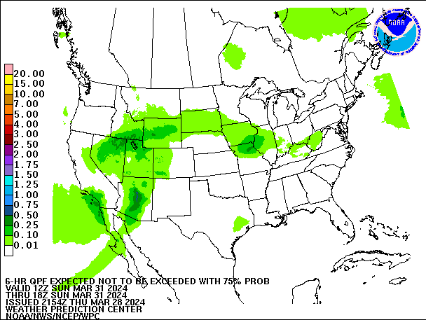 6-Hour 75th
                     Percentile QPF valid 18Z March 31, 2024