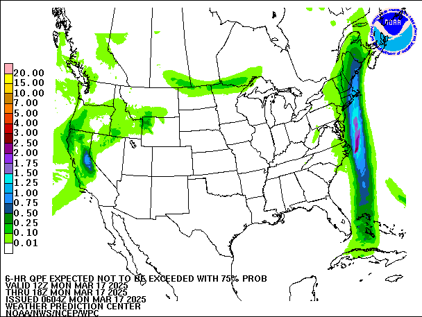 6-Hour 75th
                     Percentile QPF valid 18Z March 17, 2025