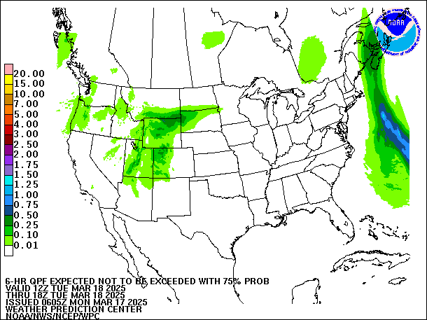 6-Hour 75th
                     Percentile QPF valid 18Z March 18, 2025