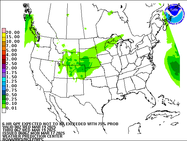 6-Hour 75th
                     Percentile QPF valid 06Z March 19, 2025